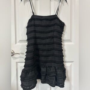 Princess Polly Black Fringe Ruffle Mini Dress size 4
